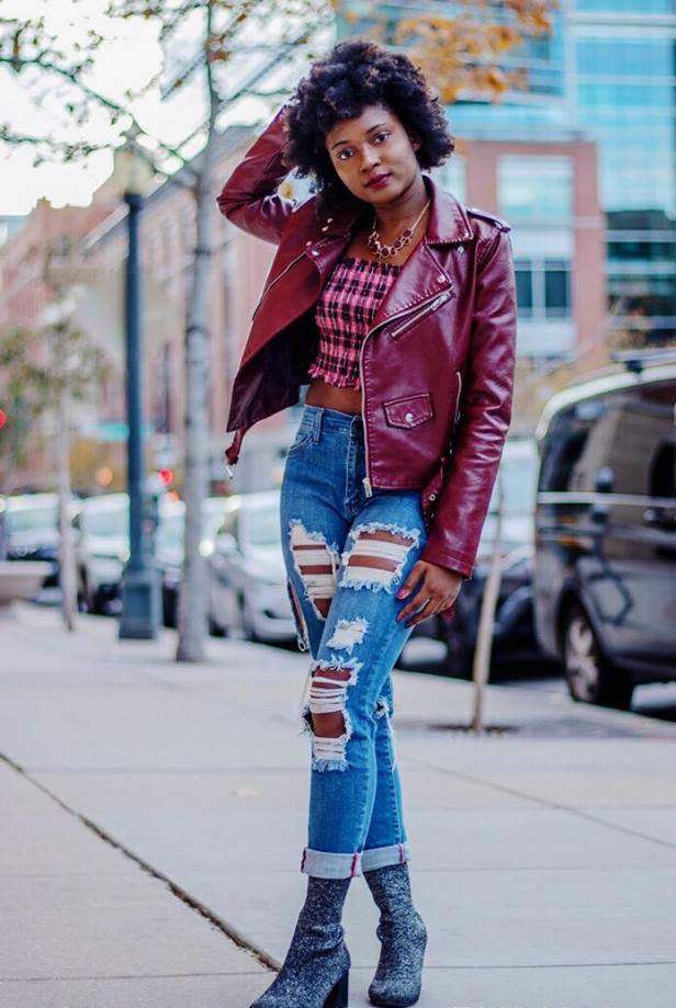 RIPPED JEANS & A LEATHER JACKET