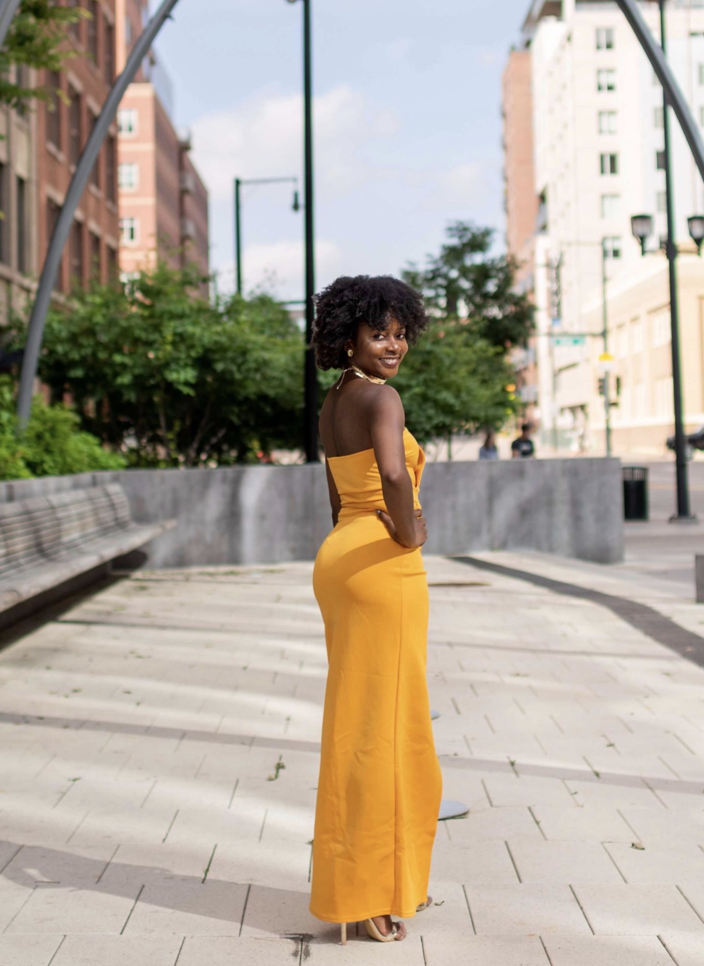 HOW TO STYLE IN A BRIGHT YELLOW DRESS FOR DARKER SKIN